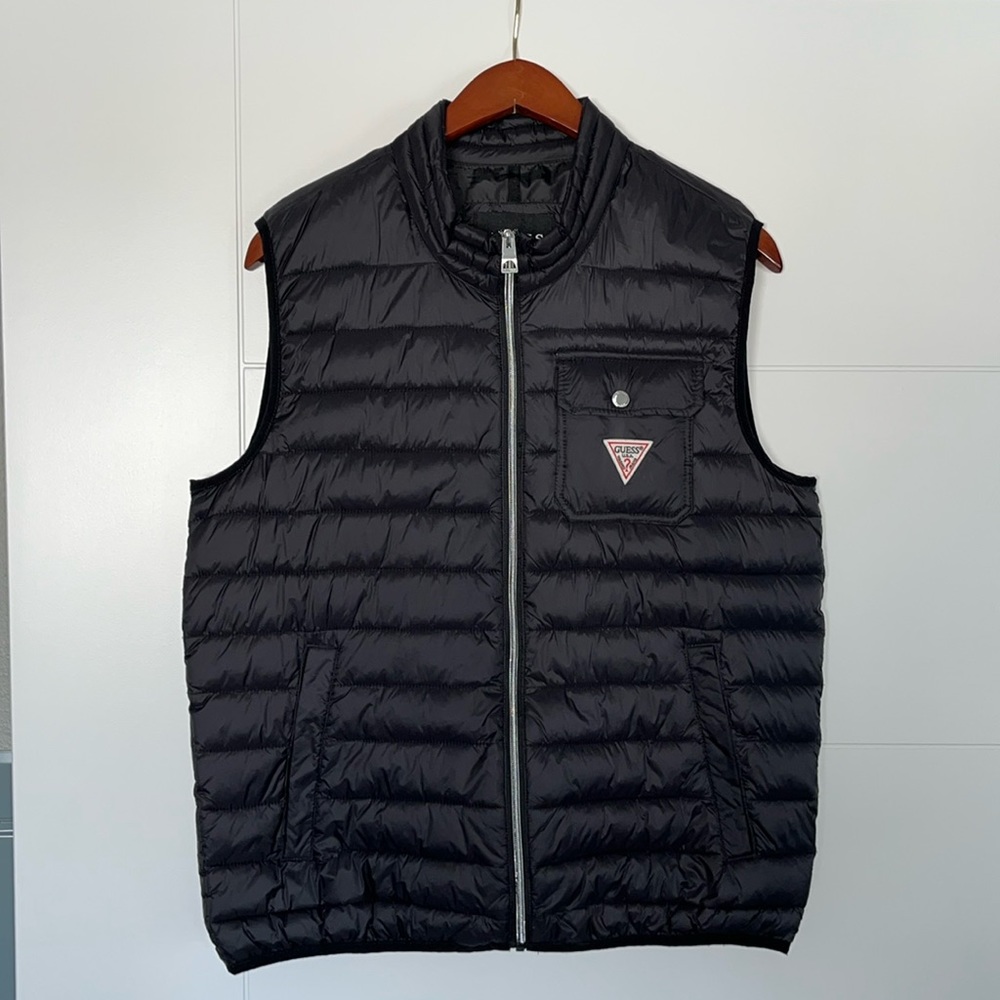 Guess Black Puffer Vest Large